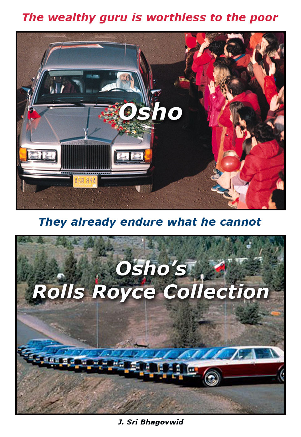 Osho and 90 Rolls Rorces. Rich Guru.