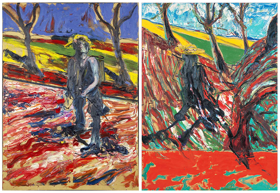 Two paintings Francis Bacon make after Van Gogh's self portraits on the road.