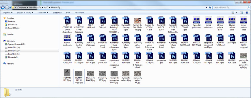 folder with 40 versions of the human fly