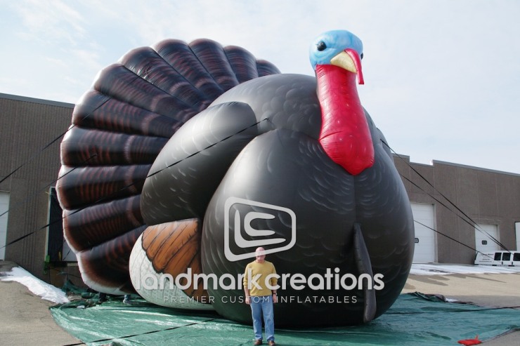 Cabela's grand opening in Plano, TX featured giant wildlife replicas, including this turkey replica along the nearby freeways to get local attention.