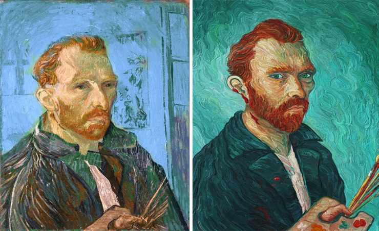 Van Gogh self-portrait by Eric Wayn before and after images.