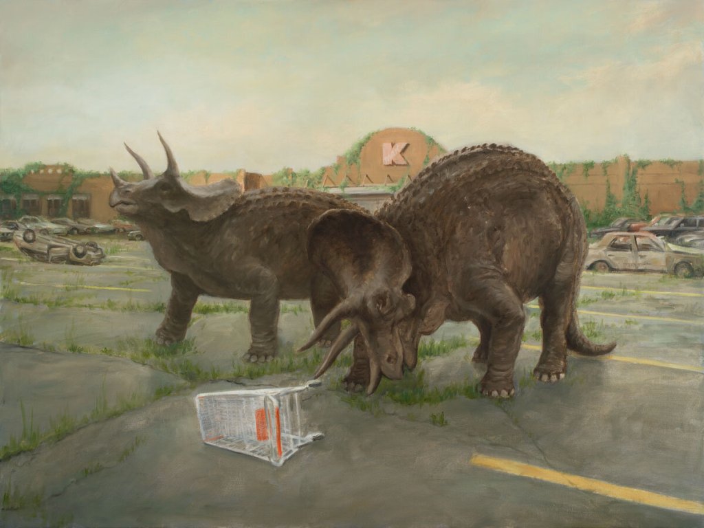 dinosaur painting apocalyptic Micheal Kerbow